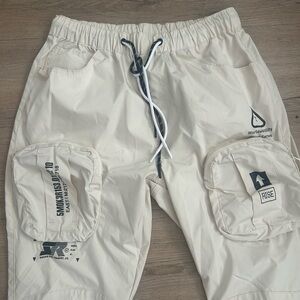 Beige Smoke Rise Cargo Joggers